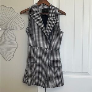 7 For All Mankind Black & White Gingham Sleeveless Romper